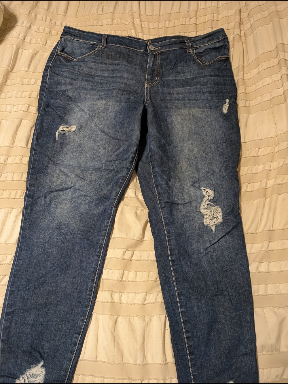 Maurices Women's Dark Blue Distressed Skinny Jeans